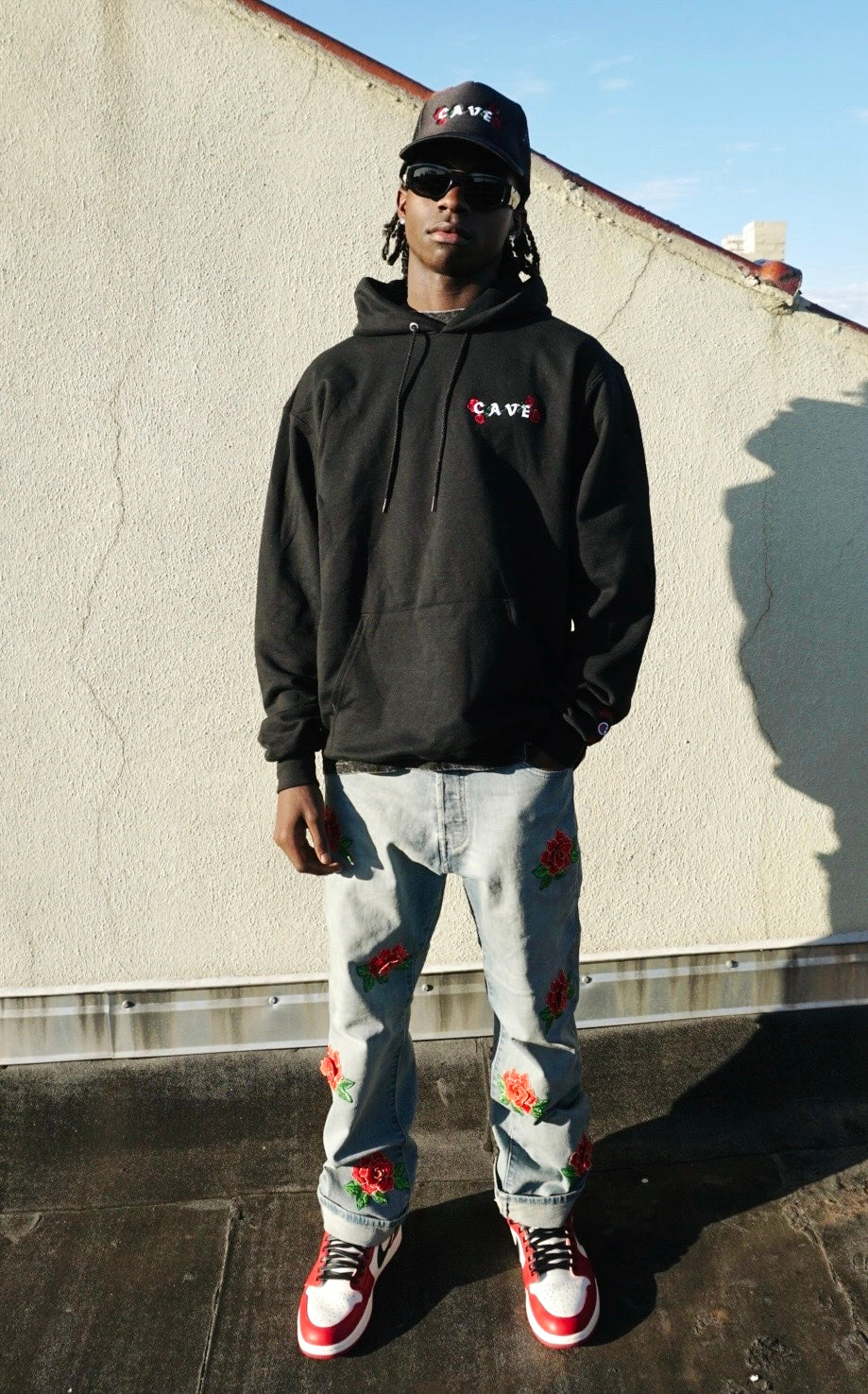 Floral Hoodie - Black